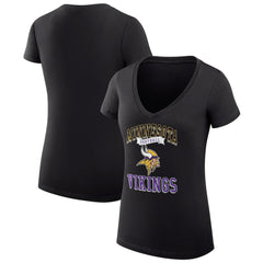 G-III 4Her by Carl Banks Women's Super-Slim Fit Lightweight Team Logo Graphic V-Neck T-Shirt - Minnesota Vikings