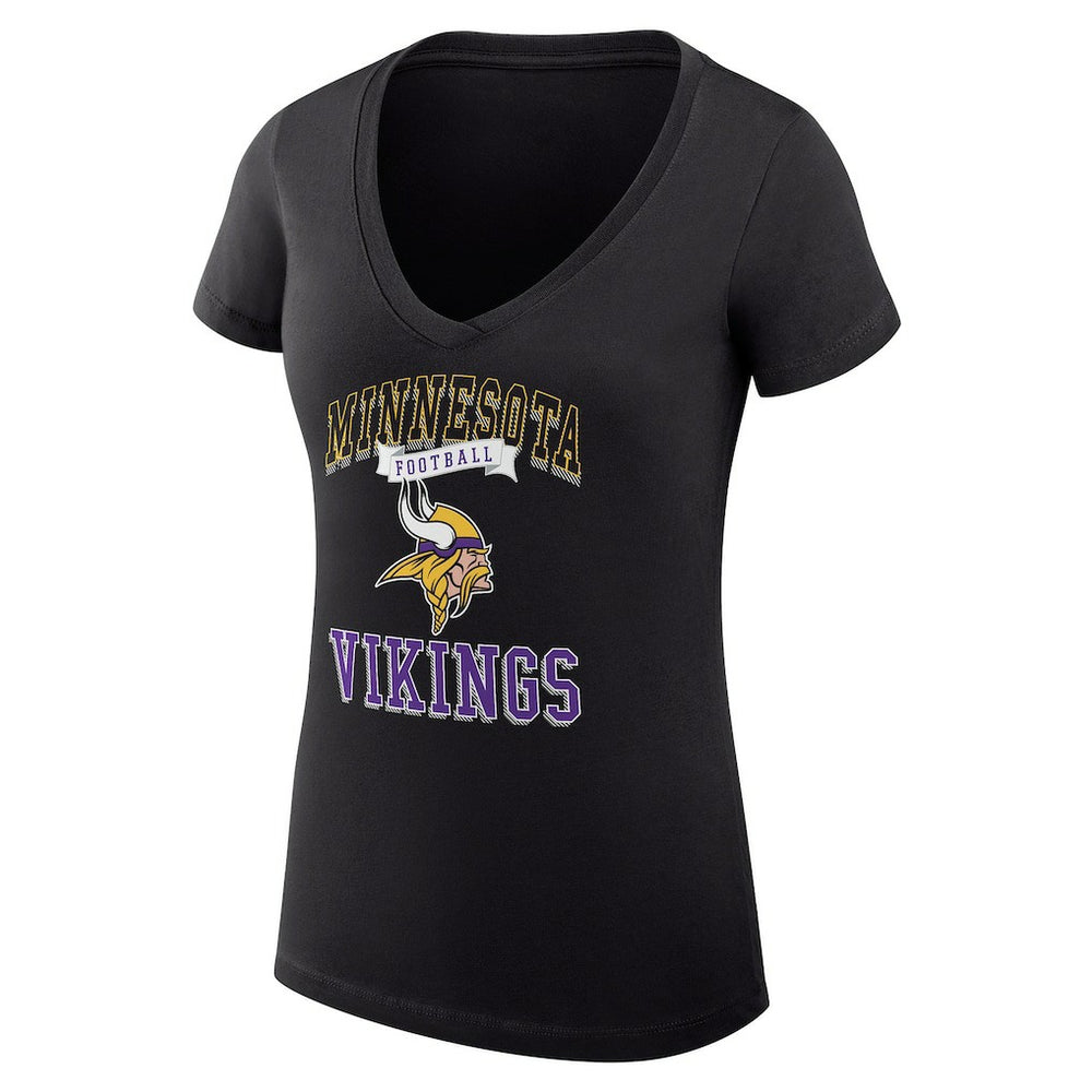 G-III 4Her by Carl Banks Women's Super-Slim Fit Lightweight Team Logo Graphic V-Neck T-Shirt - Minnesota Vikings