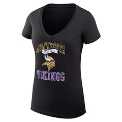 G-III 4Her by Carl Banks Women's Super-Slim Fit Lightweight Team Logo Graphic V-Neck T-Shirt - Minnesota Vikings