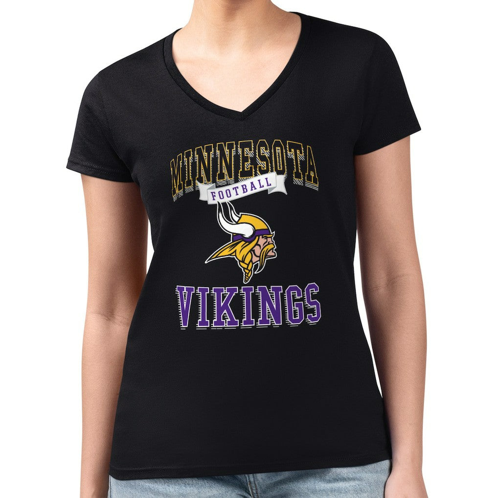 G-III 4Her by Carl Banks Women's Super-Slim Fit Lightweight Team Logo Graphic V-Neck T-Shirt - Minnesota Vikings