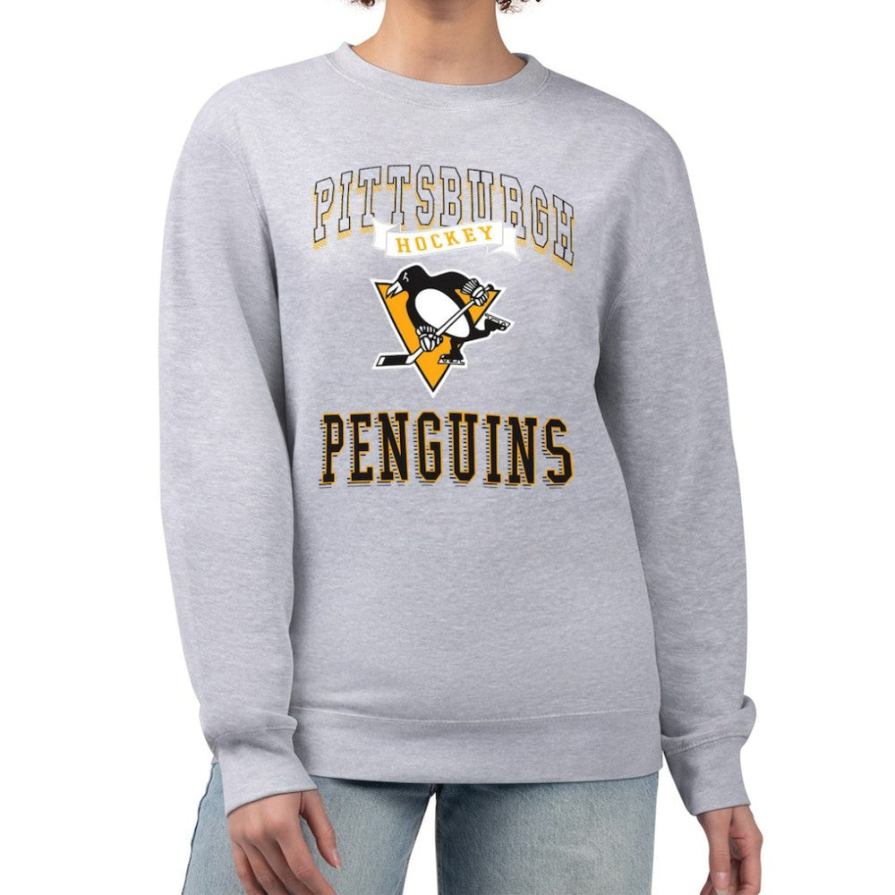 NHL Heather Gray Pittsburgh Penguins G-III 4Her by Carl Banks Women's Team Logo Tri-Blend Fleece Pullover Sweatshirt