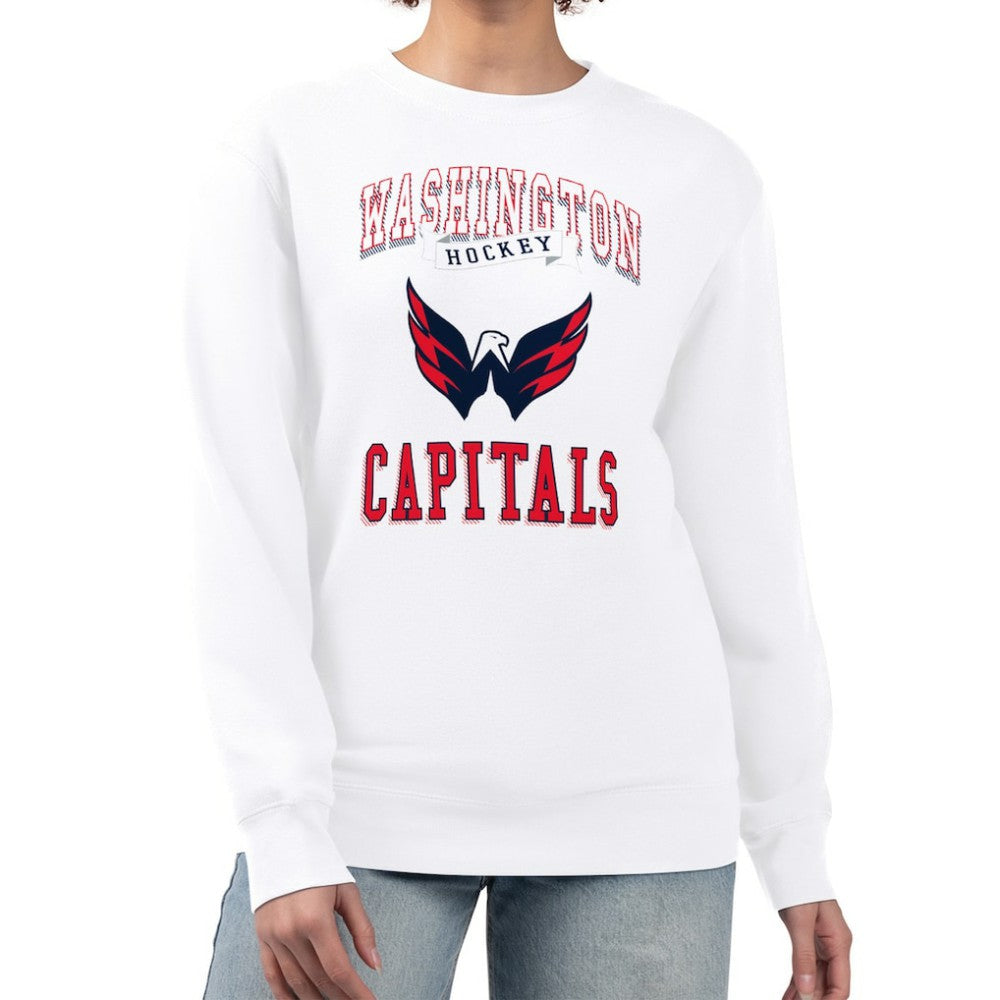 NHL White Washington Capitals G-III 4Her by Carl Banks Women's Team Logo Tri-Blend Fleece Pullover Sweatshirt