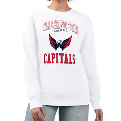 NHL White Washington Capitals G-III 4Her by Carl Banks Women's Team Logo Tri-Blend Fleece Pullover Sweatshirt