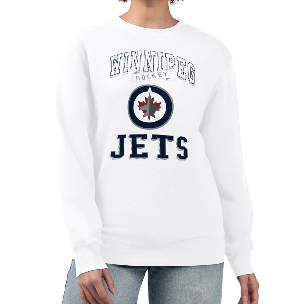 NHL White Winnipeg Jets G-III 4Her by Carl Banks Women's Team Logo Tri-Blend Fleece Pullover Sweatshirt