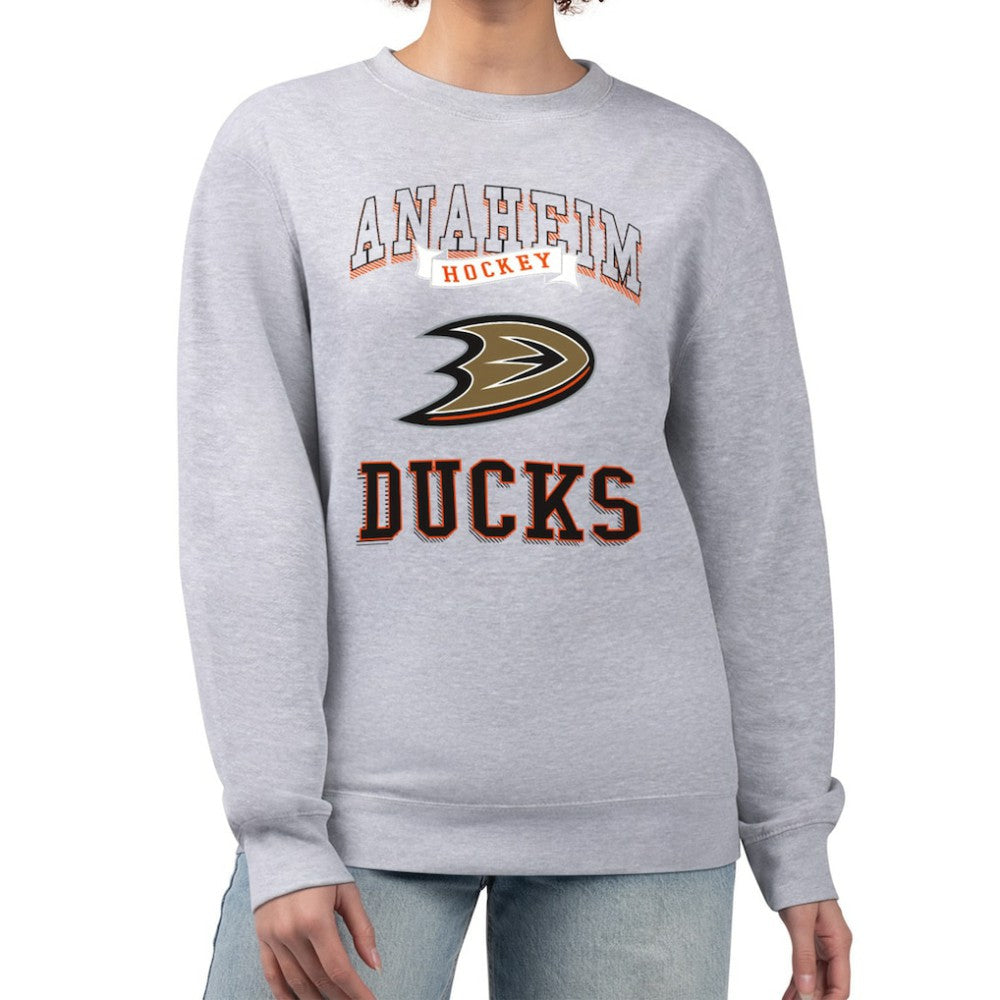NHL Heather Gray Anaheim Ducks G-III 4Her by Carl Banks Women's Team Logo Tri-Blend Fleece Pullover Sweatshirt