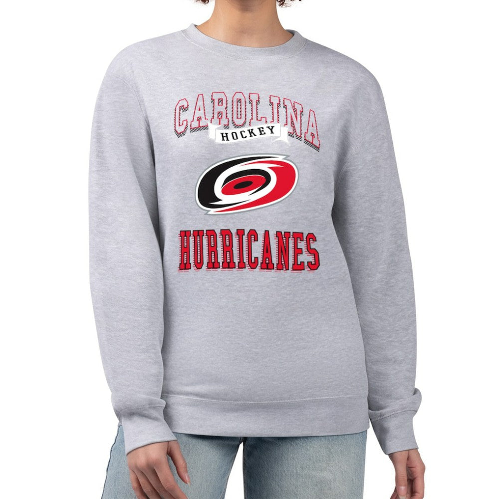 NHL Heather Gray Carolina Hurricanes G-III 4Her by Carl Banks Women's Team Logo Tri-Blend Fleece Pullover Sweatshirt