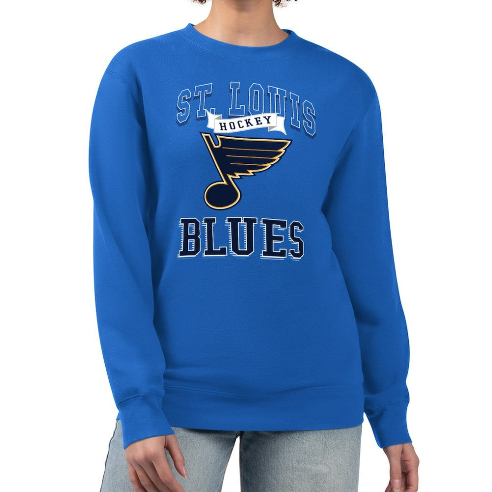 NHL Blue St. Louis Blues G-III 4Her by Carl Banks Women's Team Logo Tri-Blend Fleece Pullover Sweatshirt