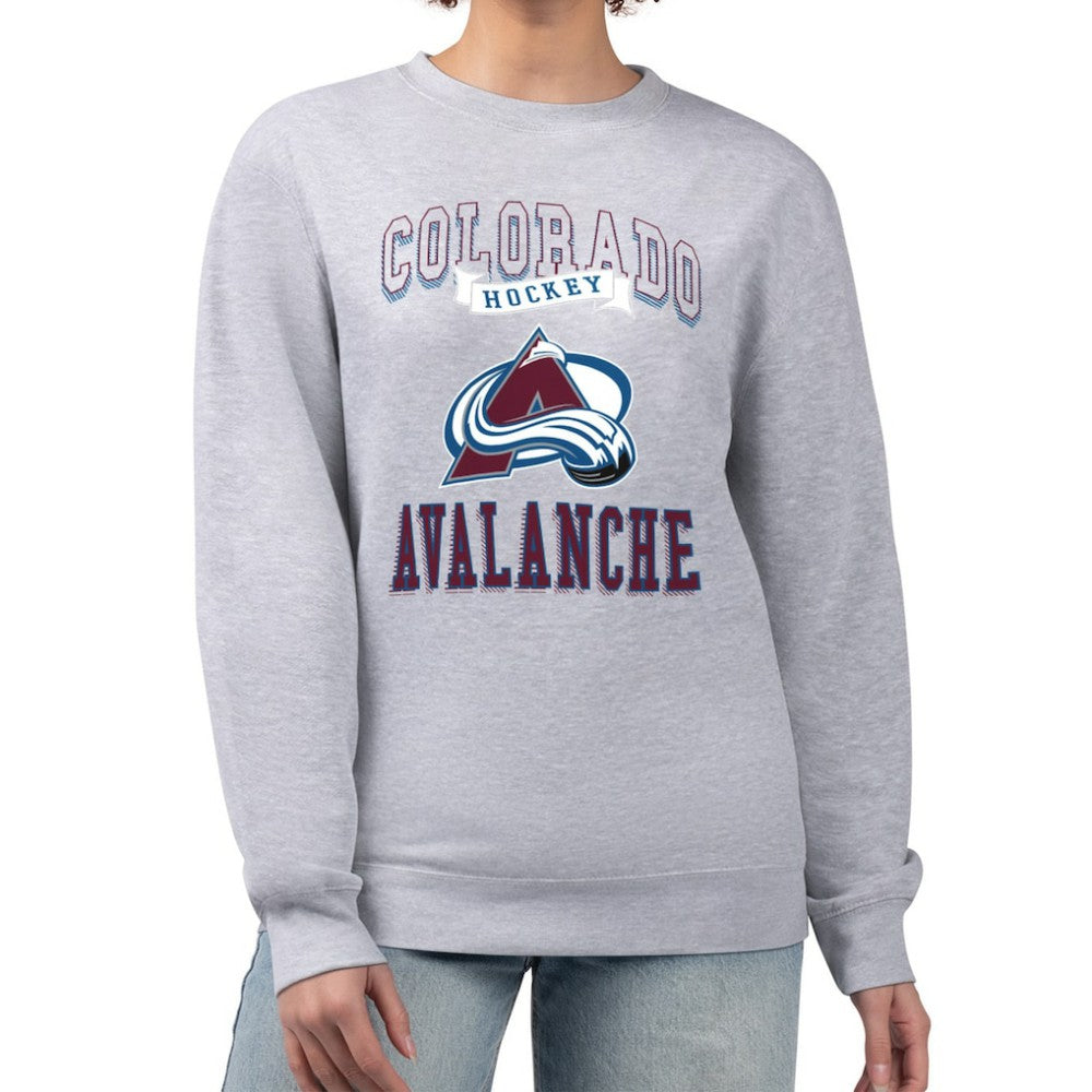 NHL Heather Gray Colorado Avalanche G-III 4Her by Carl Banks Women's Team Logo Tri-Blend Fleece Pullover Sweatshirt