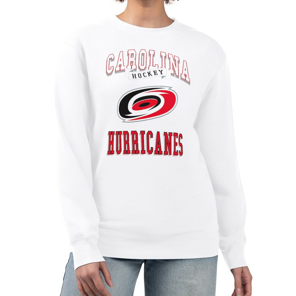 NHL White Carolina Hurricanes G-III 4Her by Carl Banks Women's Team Logo Tri-Blend Fleece Pullover Sweatshirt
