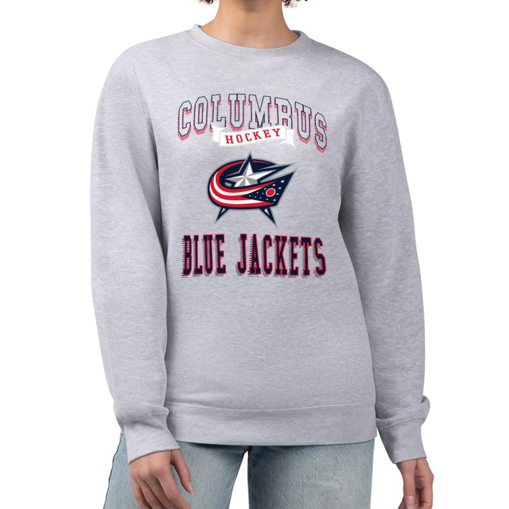 NHL Heather Gray Columbus Blue Jackets G-III 4Her by Carl Banks Women's Team Logo Tri-Blend Fleece Pullover Sweatshirt