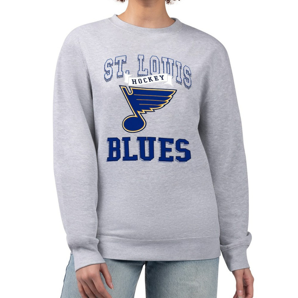 NHL Heather Gray St. Louis Blues G-III 4Her by Carl Banks Women's Team Logo Tri-Blend Fleece Pullover Sweatshirt