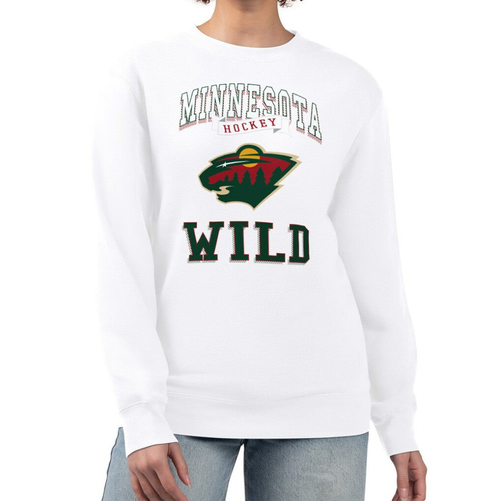 NHL White Minnesota Wild G-III 4Her by Carl Banks Women's Team Logo Tri-Blend Fleece Pullover Sweatshirt