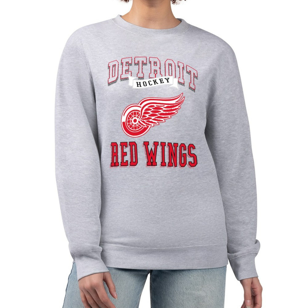 NHL Heather Gray Detroit Red Wings G-III 4Her by Carl Banks Women's Team Logo Tri-Blend Fleece Pullover Sweatshirt