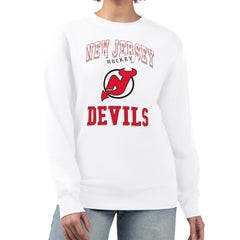 NHL White New Jersey Devils G-III 4Her by Carl Banks Women's Team Logo Tri-Blend Fleece Pullover Sweatshirt