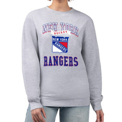 NHL Heather Gray New York Rangers G-III 4Her by Carl Banks Women's Team Logo Tri-Blend Fleece Pullover Sweatshirt