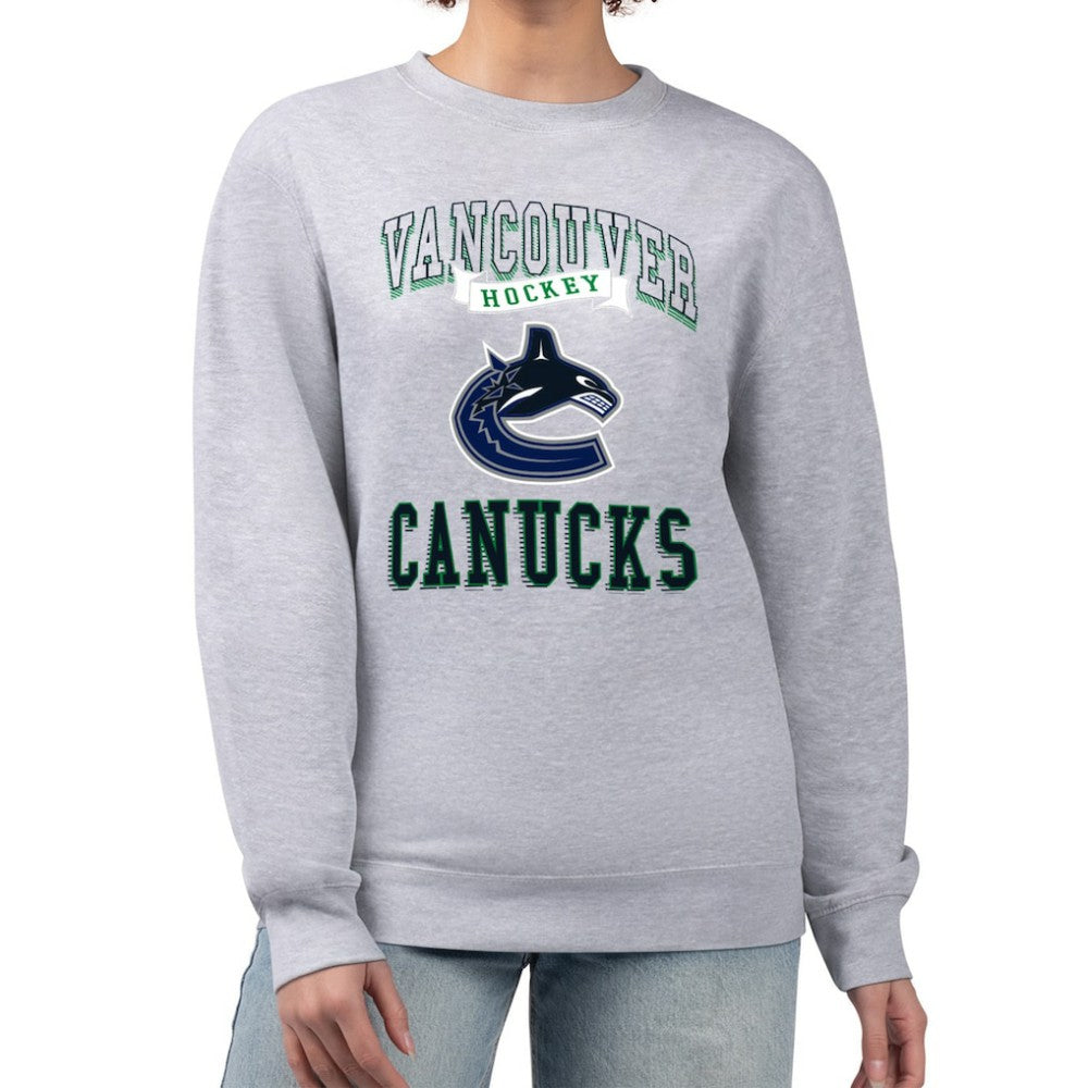NHL Heather Gray Vancouver Canucks G-III 4Her by Carl Banks Women's Team Logo Tri-Blend Fleece Pullover Sweatshirt