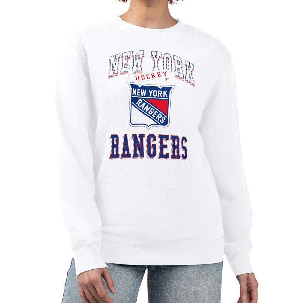 NHL White New York Rangers G-III 4Her by Carl Banks Women's Team Logo Tri-Blend Fleece Pullover Sweatshirt