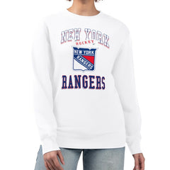 NHL White New York Rangers G-III 4Her by Carl Banks Women's Team Logo Tri-Blend Fleece Pullover Sweatshirt
