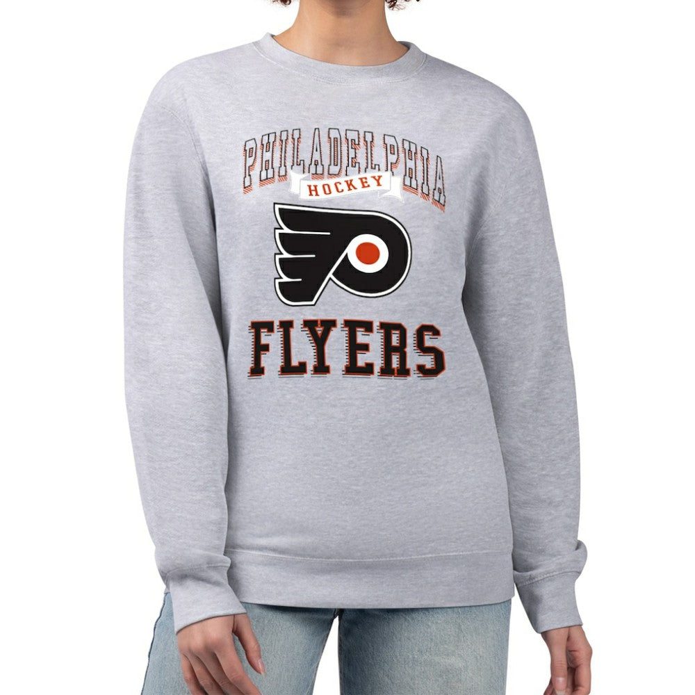 NHL Heather Gray Philadelphia Flyers G-III 4Her by Carl Banks Women's Team Logo Tri-Blend Fleece Pullover Sweatshirt