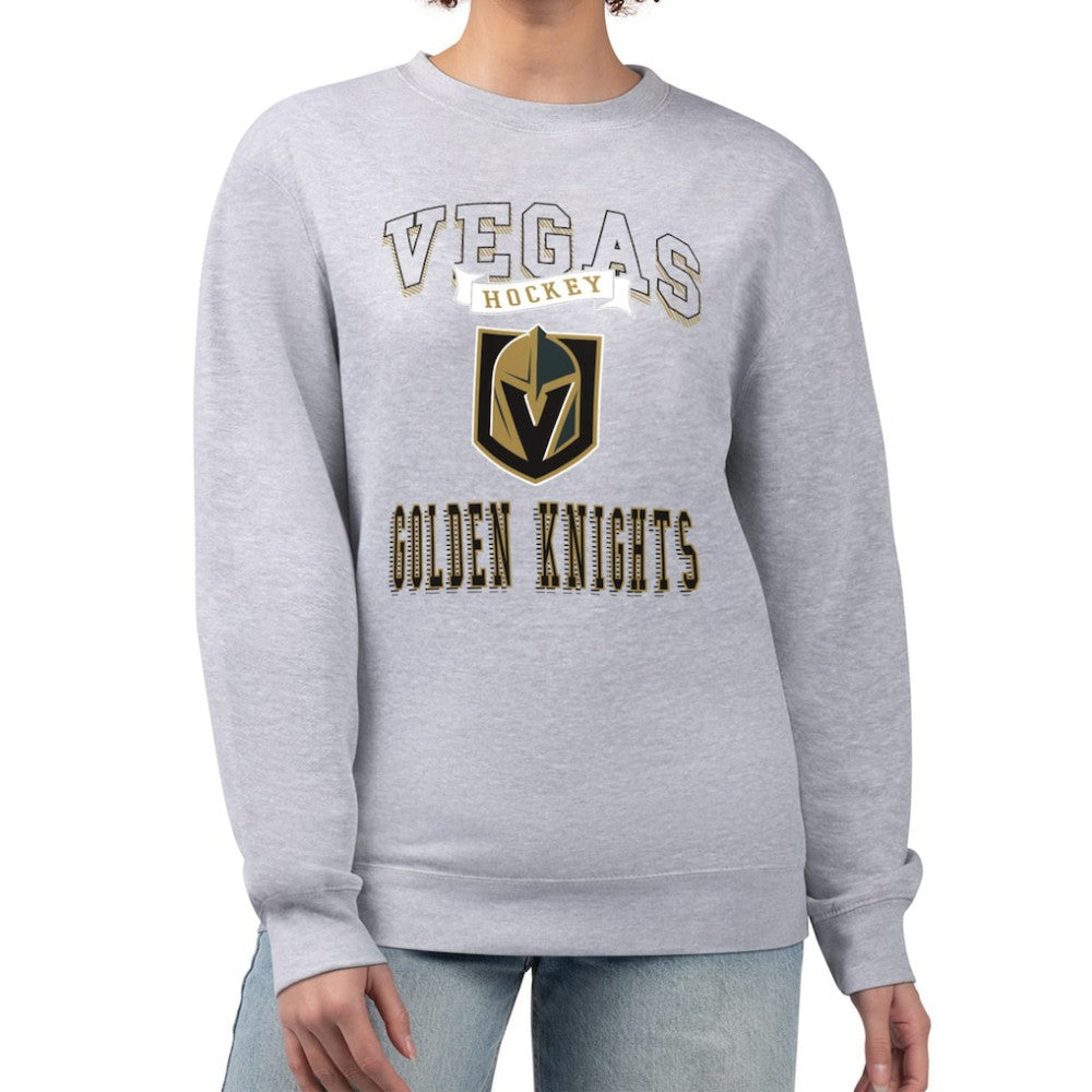 NHL Heather Gray Vegas Golden Knights G-III 4Her by Carl Banks Women's Team Logo Tri-Blend Fleece Pullover Sweatshirt