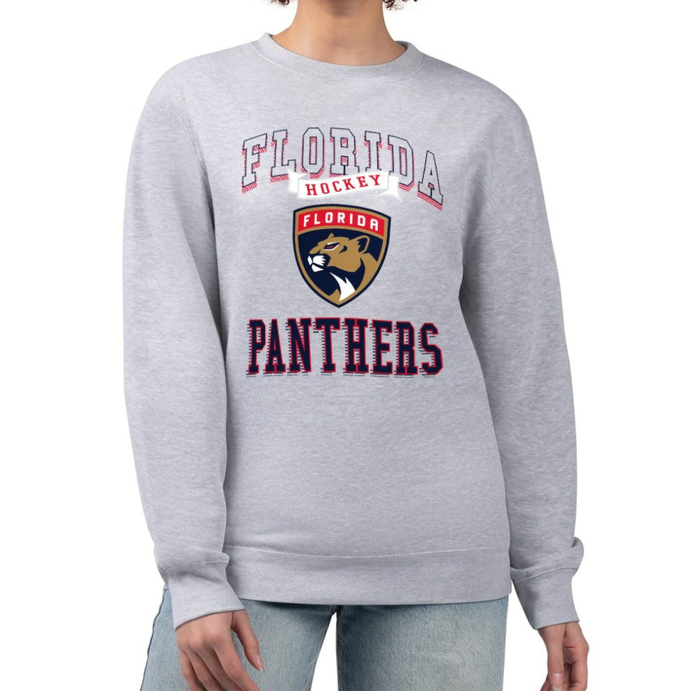 NHL Heather Gray Florida Panthers G-III 4Her by Carl Banks Women's Team Logo Tri-Blend Fleece Pullover Sweatshirt