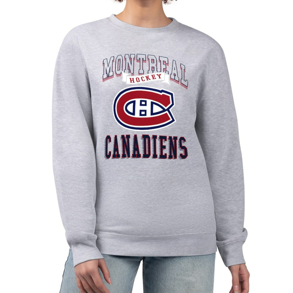 NHL Heather Gray Montreal Canadiens G-III 4Her by Carl Banks Women's Team Logo Tri-Blend Fleece Pullover Sweatshirt