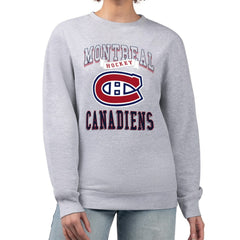 NHL Heather Gray Montreal Canadiens G-III 4Her by Carl Banks Women's Team Logo Tri-Blend Fleece Pullover Sweatshirt