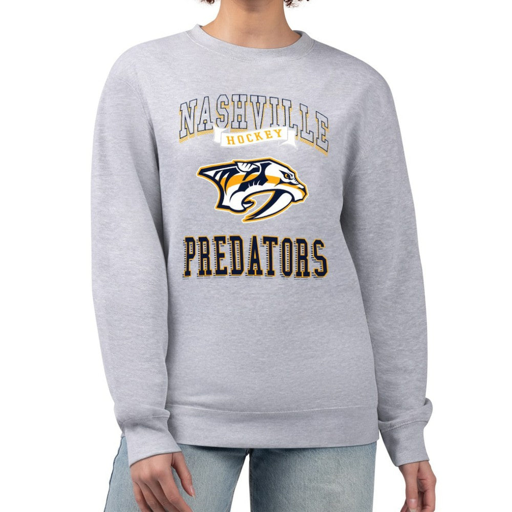 NHL Heather Gray Nashville Predators G-III 4Her by Carl Banks Women's Team Logo Tri-Blend Fleece Pullover Sweatshirt