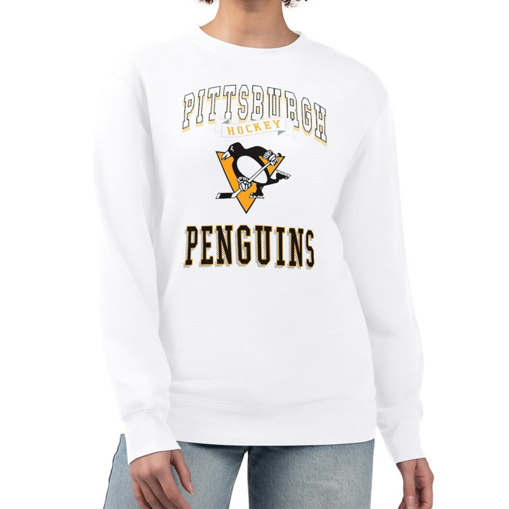 NHL White Pittsburgh Penguins G-III 4Her by Carl Banks Women's Team Logo Tri-Blend Fleece Pullover Sweatshirt