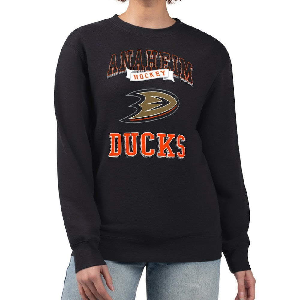 NHL Black Anaheim Ducks G-III 4Her by Carl Banks Women's Team Logo Tri-Blend Fleece Pullover Sweatshirt