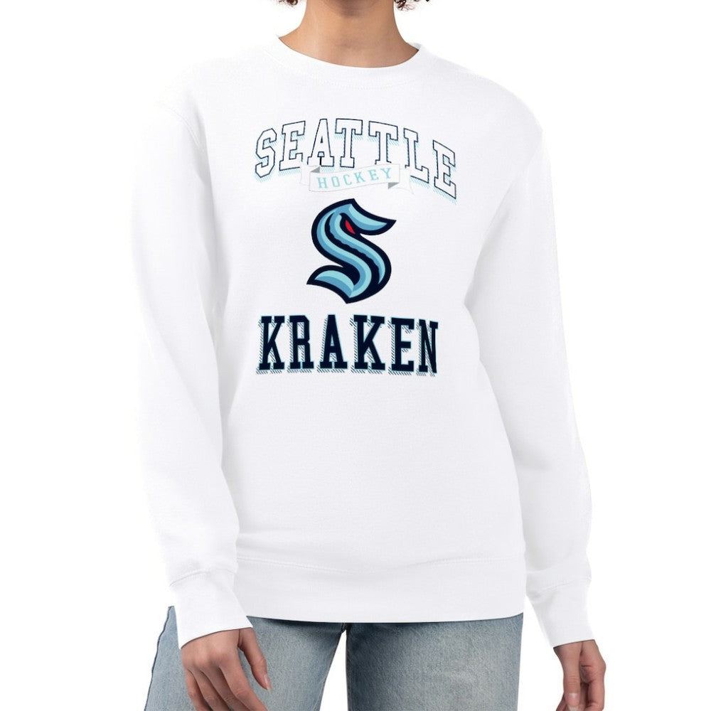 NHL White Seattle Kraken G-III 4Her by Carl Banks Women's Team Logo Tri-Blend Fleece Pullover Sweatshirt