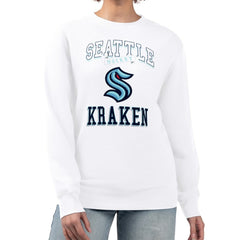 NHL White Seattle Kraken G-III 4Her by Carl Banks Women's Team Logo Tri-Blend Fleece Pullover Sweatshirt