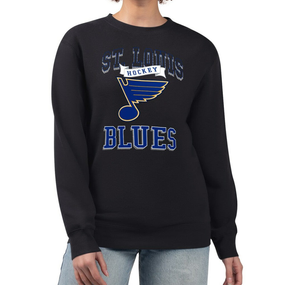 NHL Black St. Louis Blues G-III 4Her by Carl Banks Women's Team Logo Tri-Blend Fleece Pullover Sweatshirt