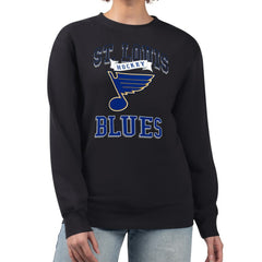 NHL Black St. Louis Blues G-III 4Her by Carl Banks Women's Team Logo Tri-Blend Fleece Pullover Sweatshirt