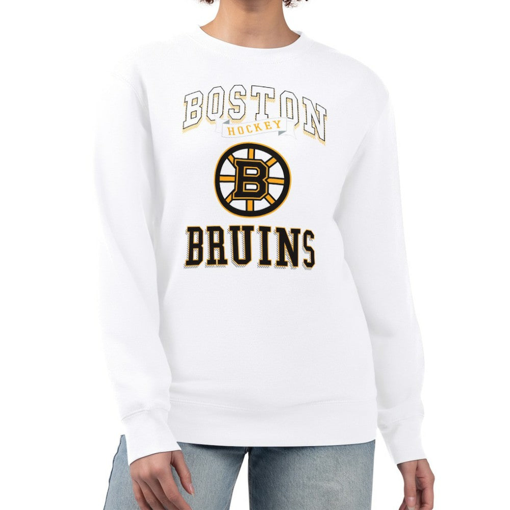 NHL White Boston Bruins G-III 4Her by Carl Banks Women's Team Logo Tri-Blend Fleece Pullover Sweatshirt
