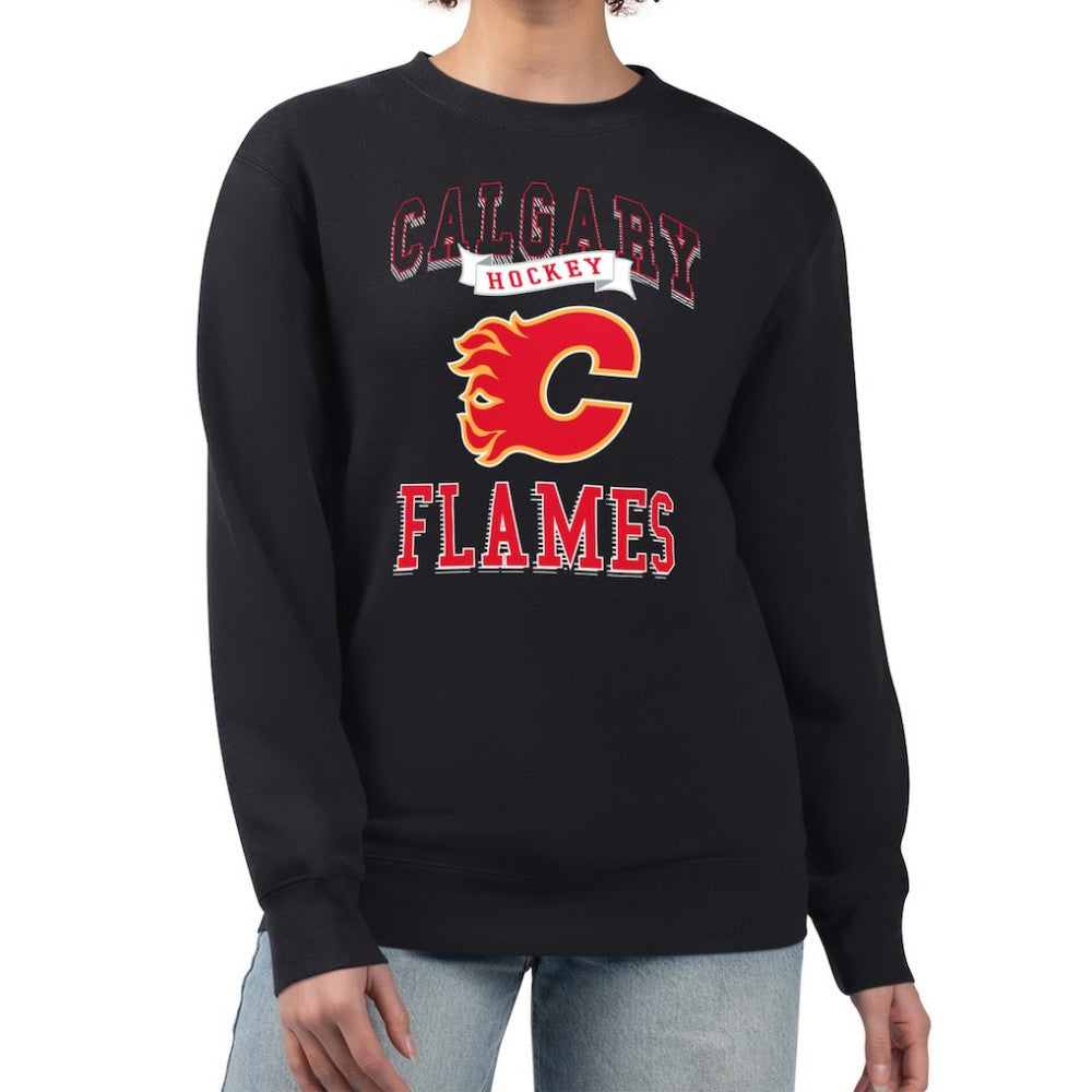 NHL Black Calgary Flames G-III 4Her by Carl Banks Women's Team Logo Tri-Blend Fleece Pullover Sweatshirt