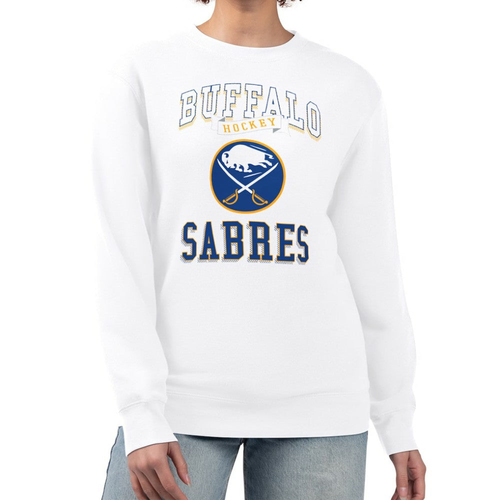 NHL White Buffalo Sabres G-III 4Her by Carl Banks Women's Team Logo Tri-Blend Fleece Pullover Sweatshirt