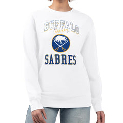 NHL White Buffalo Sabres G-III 4Her by Carl Banks Women's Team Logo Tri-Blend Fleece Pullover Sweatshirt