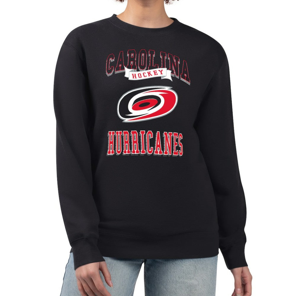 NHL Black Carolina Hurricanes G-III 4Her by Carl Banks Women's Team Logo Tri-Blend Fleece Pullover Sweatshirt