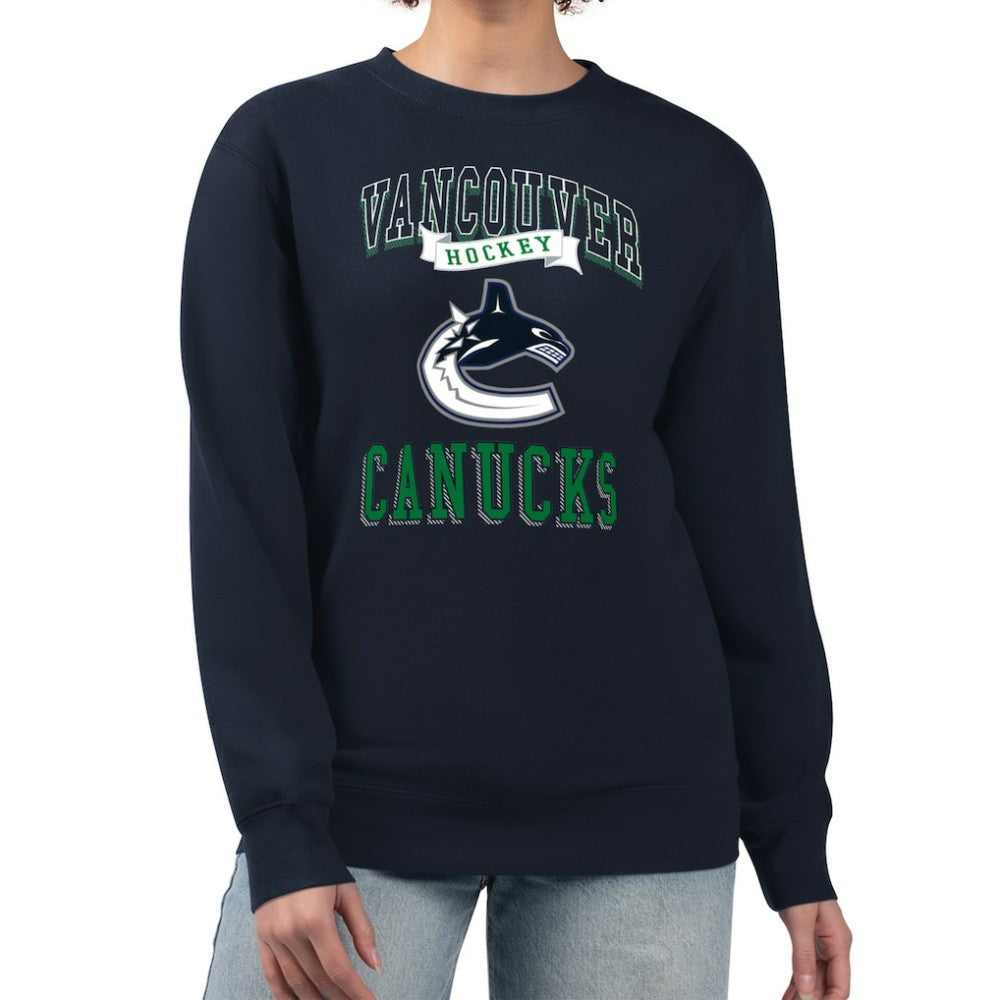 NHL Navy Vancouver Canucks G-III 4Her by Carl Banks Women's Team Logo Tri-Blend Fleece Pullover Sweatshirt
