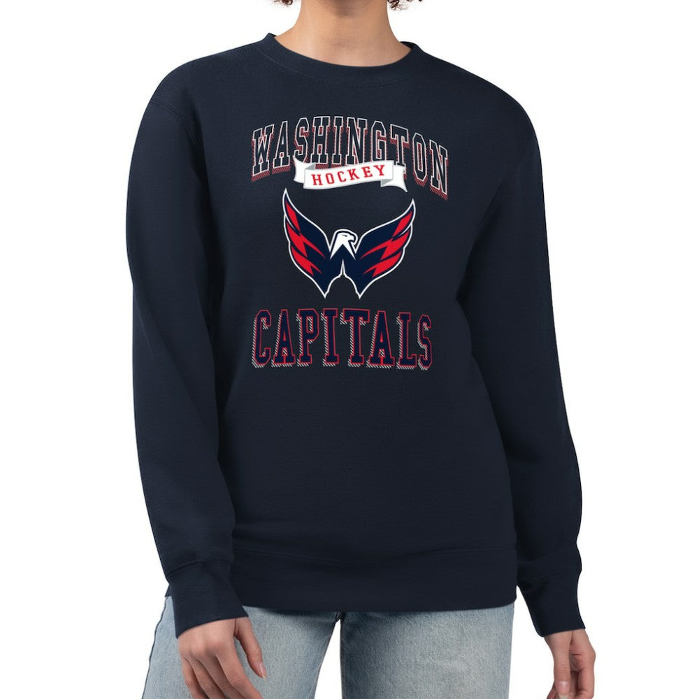 NHL Navy Washington Capitals G-III 4Her by Carl Banks Women's Team Logo Tri-Blend Fleece Pullover Sweatshirt