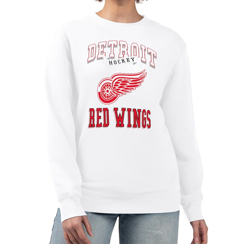 NHL White Detroit Red Wings G-III 4Her by Carl Banks Women's Team Logo Tri-Blend Fleece Pullover Sweatshirt