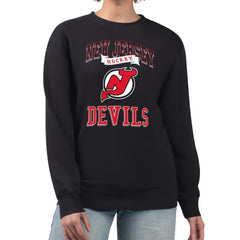 NHL Black New Jersey Devils G-III 4Her by Carl Banks Women's Team Logo Tri-Blend Fleece Pullover Sweatshirt