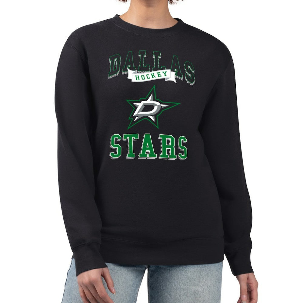NHL Black Dallas Stars G-III 4Her by Carl Banks Women's Team Logo Tri-Blend Fleece Pullover Sweatshirt