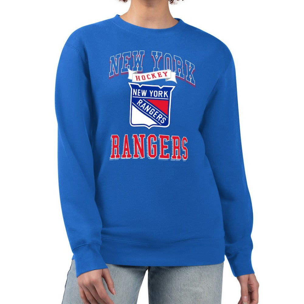 NHL Blue New York Rangers G-III 4Her by Carl Banks Women's Team Logo Tri-Blend Fleece Pullover Sweatshirt