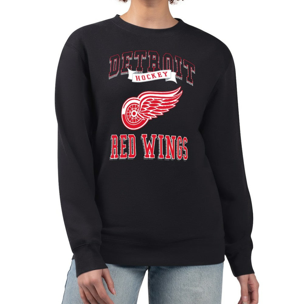 NHL Black Detroit Red Wings G-III 4Her by Carl Banks Women's Team Logo Tri-Blend Fleece Pullover Sweatshirt