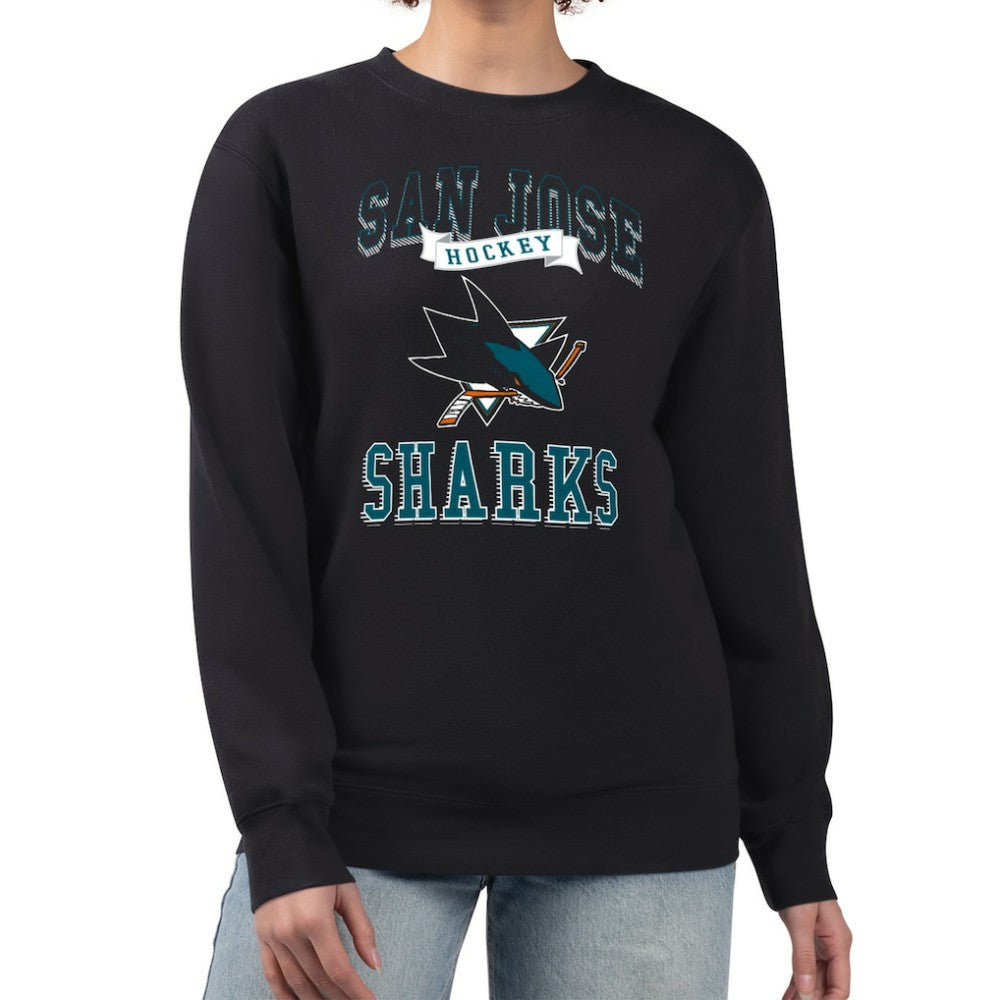 NHL Black San Jose Sharks G-III 4Her by Carl Banks Women's Team Logo Tri-Blend Fleece Pullover Sweatshirt
