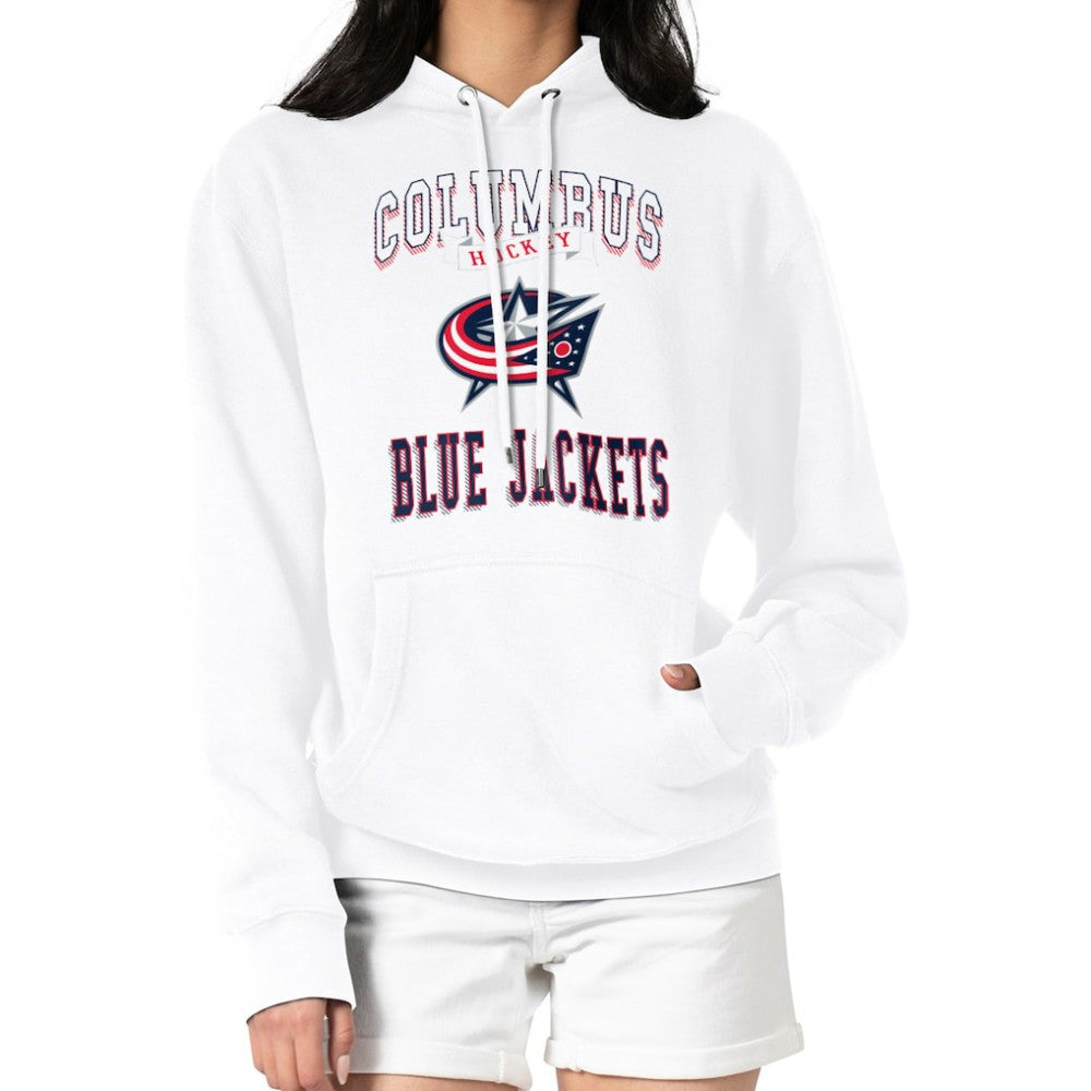 NHL White Columbus Blue Jackets G-III 4Her by Carl Banks Women's Team Logo Tri-Blend Fleece Pullover Hoodie