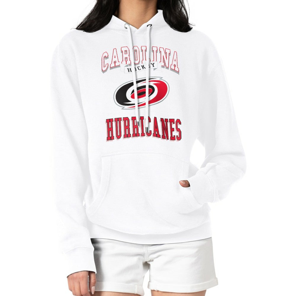 NHL White Carolina Hurricanes G-III 4Her by Carl Banks Women's Team Logo Tri-Blend Fleece Pullover Hoodie