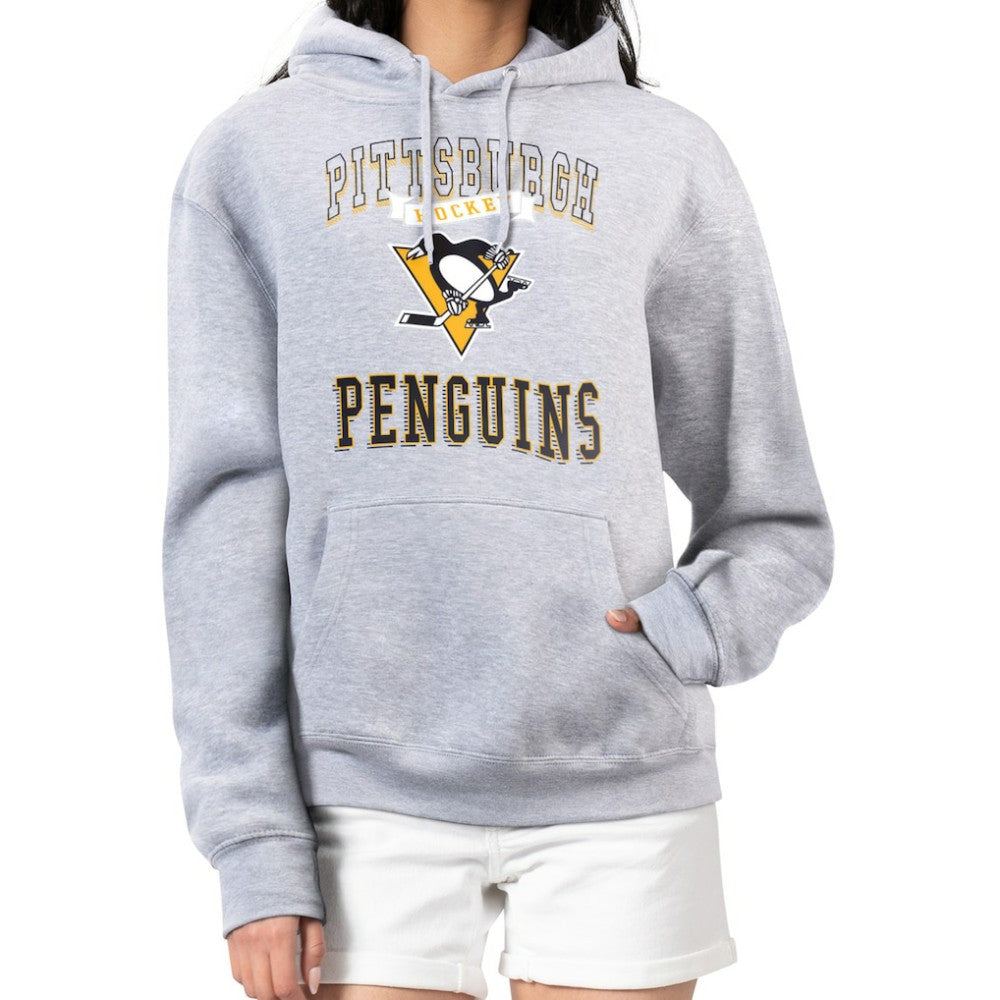 NHL Heather Gray Pittsburgh Penguins G-III 4Her by Carl Banks Women's Team Logo Tri-Blend Fleece Pullover Hoodie